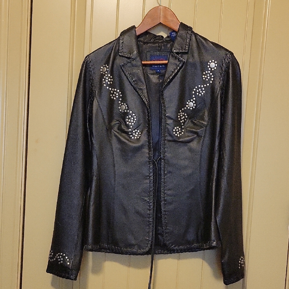 Roper Black Studded Leather Jacket